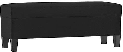 vidaXL Banco Taburete Recibidor Entrada Pasillo Dormitorio Salón Comedor Tapizado Acolchado Cama Asiento Mueble Patas de Cuero Sintético Negro