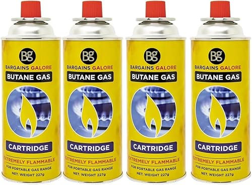 4 x Butane Gas Canisters - Suitable for Catering, Camping, Cooking & Heating | Outdoor Gas Canister for Portable Cooker Stove, Blowtorch, BBQ Grill, Weed Burner & Heater | EN417 Bottle Cartridge