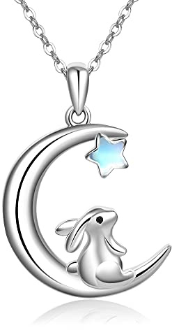 YAFEINI kaninkedja 925 sterlingsilver måne kanin hänge halsband hare smycken gåvor för kvinnor