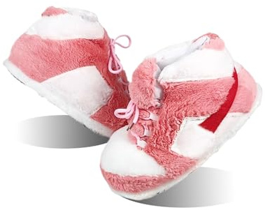MOLERFO Sneaker Slippers Non Slip Sole Indoor House Plush Slippers Unisex Indoor Floor Cotton Shoes (Pink,5.5,12)