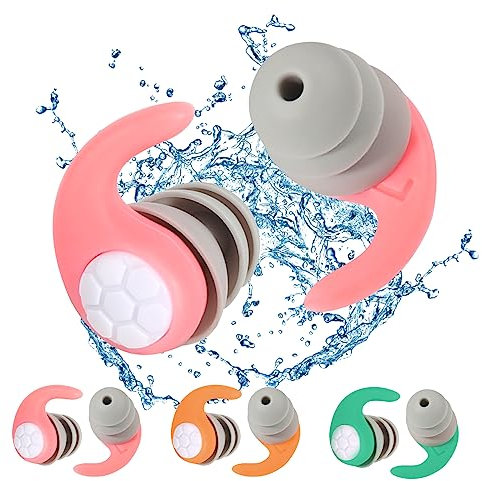 Ohrstöpsel Schwimmen Erwachsene, 3 Paar Wasserdichte Wiederverwendbare Silikon Schwimmen Ohrstöpsel, Ohrstöpsel Schwimmen Ohrschutz für Ideal zum Surfen Dusche Tauchen Anderen