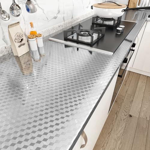 WESTICK Stainless Steel Contact Paper for Appliance Oil Proof Stainless Steel Wallpaper Peel and Stick Waterproof Silver Countertop Contact Paper for Kitchen Backsplash Stove Fridge Wrap 78x15.8