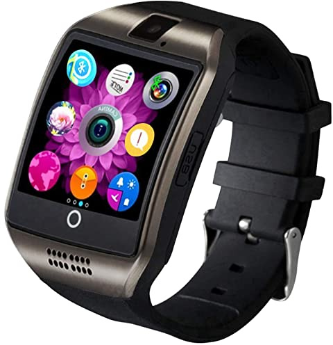 BYDPBS Smartwatch Android Full Touch per Donne Uomini Bambini, con Slot per Scheda SIM, Contapassi, Fotocamera, Avviso di Notifica dei Messaggi Orologio,Nero