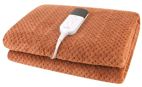 RUIANBAO Coperta riscaldata Coperta elettrica 2 strati marrone Flannel Timer Materasso termico 220V 150 * 80cm Scaldaletto riscaldato Scaldaletto 3 impostazioni di calore Coperta elettrica calda