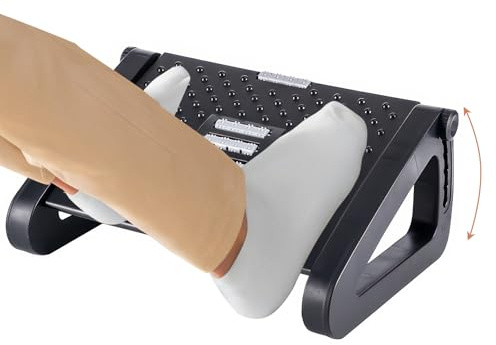 Reposapies Oficina Antideslizante con Función Masaje y 6 Alturas Ajustable, Reposapiés Ergonómico Portátil Mejorar Comodidad para Hogar, Plataforma Pies para Piernas Presión Rodillas y Atrás Aliviar