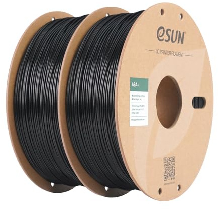 eSUN ASA+ Filament 1.75mm, Wetterfestes 3D Drucker Filament für Funktionsbauteile im Außenbereich, 1KG Spule 3D Druck Filament für 3D Drucker (Schwarz+2KG, 2KG)