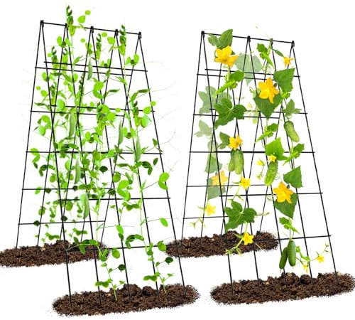 Ytaoeo Metall Gurke Rankgitter Tomaten Rankhilfe Garten 2 Stück, Spalier Gitternetz Kletterpflanzen Pflanzenstütze für Blumen & Nutzpflanzen, Einstellbare Breite, Schwarz