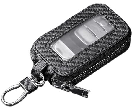 Borsa Portachiavi per Auto, Custodia per Chiave Auto Universale, Custodia in Pelle per Chiave Dell'auto, con Gancio in Metallo e Cerniera (Nero)