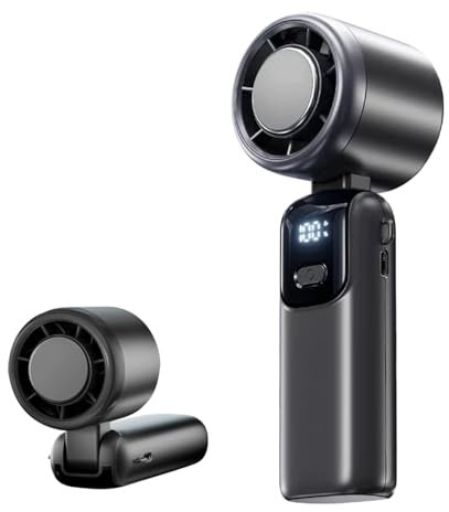 Portable Handheld USB Fan 29000 RPM High-Speed Turbo Fan 4000mAh Rechargeable Mini Hand Held Cooling Fans, LED Display, 6H Runtime, 6 Wind Gear, Lightweight Neck Cooler for Travel/ Commute/Outdoor