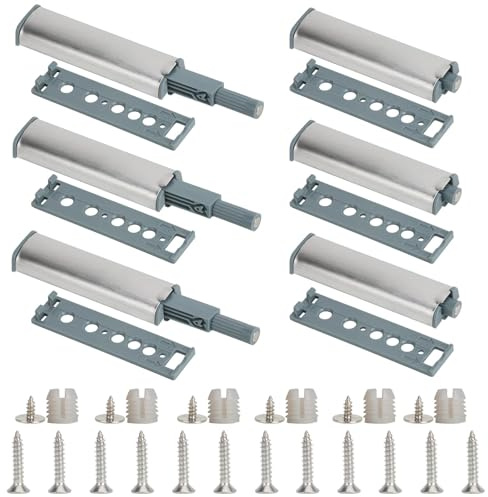 Imanes para Puertas de Armario,6 PCS Cierre Magnético Push Open con Captura Abre y Cierra con un Solo Empuje Pestillos Resistentes al Óxido para Muebles Cajones y Puertas de Cocina