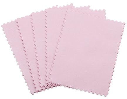 Chiffons de Nettoyage pour Bijoux Chiffon de polissage for argent, chiffons nettoyage, chiffon d'essuyage doux, Anti-ternissement, outils for accessoires bijoux(Pink 6x8 50Pcs)