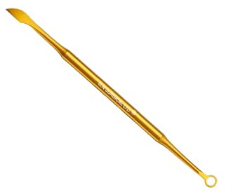 Professional Cuticle Tool, Double-Ended Paddle and Blade, Gold, 14 cm (Gold, Cuticle Knife 15cm)