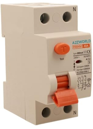 Interrupteur différentiel pur sélectif 40A, RCCB Type S Classe A, 1P+N 10 kA 300 mA, retard 500 ms, 2 modules DIN 230 V AC, certifié IEC61008-1, série PR8HM électromagnétique