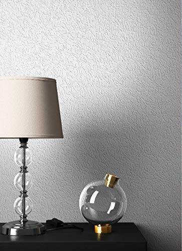 NEWROOM Tapete Weiß Putz Uni Papiertapete Papier moderne Design Optik Einfarbig Unifarben Struktur inkl. Tapezier Ratgeber