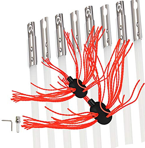 VEVOR Brosse de Cheminée de 8 Mètres Kit de Ramonage avec Une tête de Bross Supplémentaire en Nylon pour Poêle à Pellet pour Nettoyer Cheminées en Métal ou en Brique