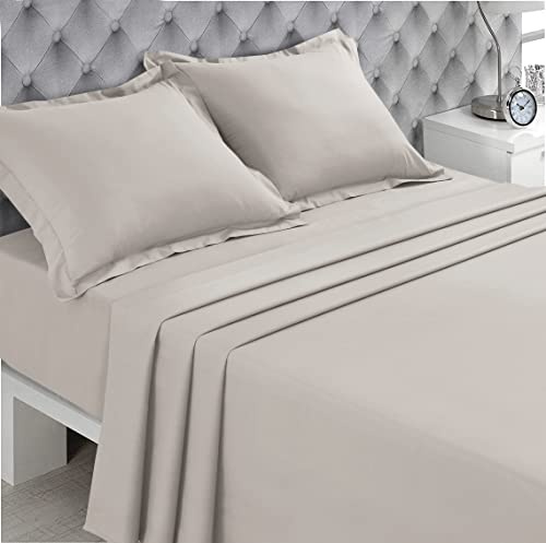 VISION - Lenzuolo piano - 100% cotone - Colore: Beige - 270 x 300 cm - Letto matrimoniale - Fibre naturali - Tessitura fitta - Tessuto morbido e traspirante - Certificato Oeko-Tex