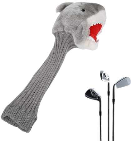 Joyzan Golf Headcovers, Knit Golf Club Driver Head Covers Shark Head Plush Cloth Portable Putter Headcover Driver Protector Animal Headcovers Golf Accessories