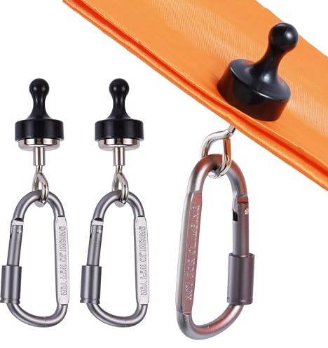ECOSHIRE Magnetic Hooks for Canopy, Extra Strong Magnet Clip Hanger with Carabiner, Can Be Used Separately, Suitable for Outdoor Camping and Refrigerator Hook (Pack of 2)
