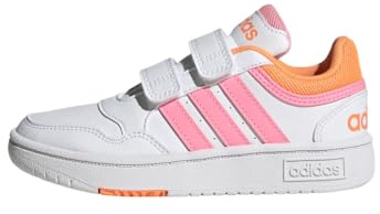 adidas Unisex - Bambini Hoops Lifestyle Basketball Hook-and-Loop Shoes, Cloud White / Beam Pink / Orange, 29 EU