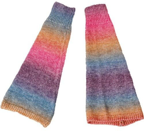AMOYER Riscaldature per Gamba a Gradiente Arcobaleno retrò Maniche a Gamba a Maglia
