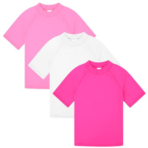 BIG ELEPHANT 3-pack barn kortärmad utslagsskydd skjorta UPF 50+ skydd badkläder snabbtorkande simning t-shirt ungdom utslagsskydd