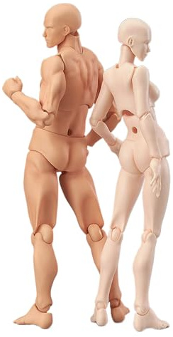 2 pezzi Manichino Artisti Disegno Figura Stop Motion con Giunti Modello Corpo Umano per Schizzi Pittura Decorazione Maschio e Femmina