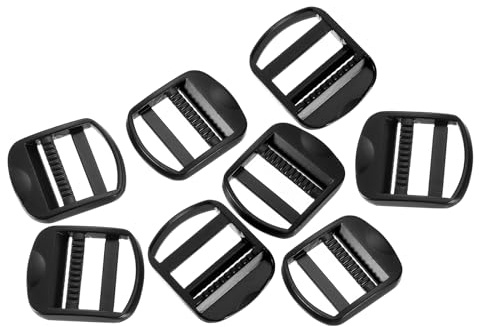 sourcing map Metal Ladder Lock Slider, 8Pcs 1 1/4 - Zinc Alloy Buckle Adjuster Webbing Strap Release Buckles for Backpack Strap Accessories Replacement (Black)