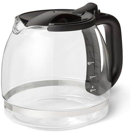 Amazon Basics Jarra de Cristal de Repuesto con Tapa Cafetera, 1,25L/10 Tazas de Capacidad