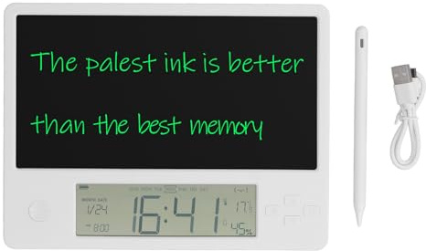 Nutriess elektroniska skrivtavla LCD-kalender med anteckningsblock Handskriftsblock för hemmakontor Digital datumklocka med batteridriven bärbar design för enkel användning