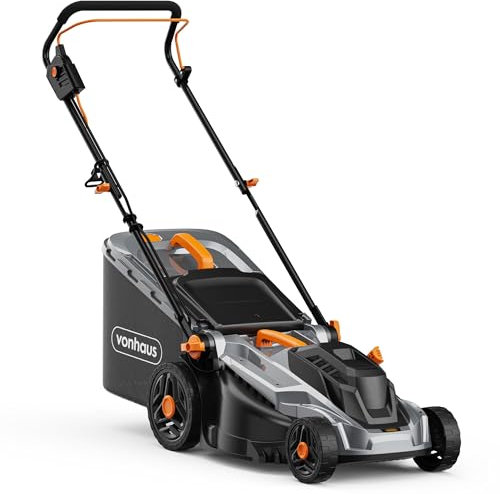 VonHaus Rasenmäher Elektrisch 1800W - Rasenmäher Elektro mit Kabel für alle Grasarten - 52 l Fangsack, 430 mm Schnittbreite, Klappbar, Höhenverstellbar, 5 Tiefeneinstellungen, Tragegriff