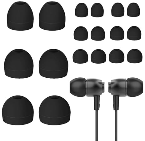 Vestoryyer 9 Pairs Silicone Earbud Tips Compatible with In-Ear Headphones,ear bud tips:3 Sizes(S/M/L) Silicone Earbuds for In-Ear Headphones,Replacement Earbud Tips (Black)