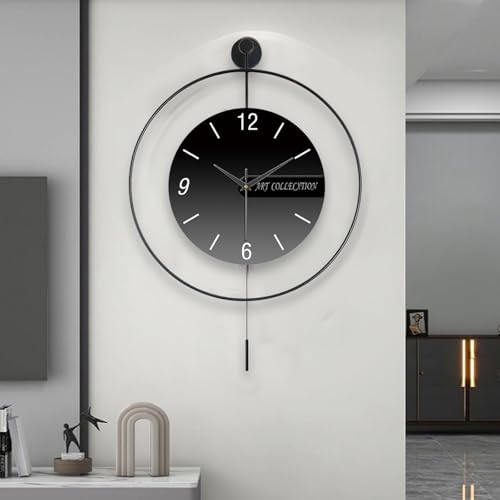 HAMON Reloj de pared grande moderno, 70 cm, moderno reloj de pared con péndulo, decorativo para el diseño minimalista, reloj de pared silencioso para salón, cocina, oficina, dormitorio