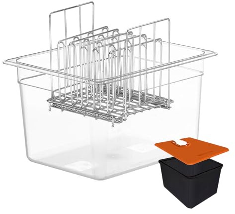 Contenitore Sous Vide 12L, Rivestimento e Ripiano in Silicone, Compatibile Varie Marche per Cottura a Bassa Temperatura