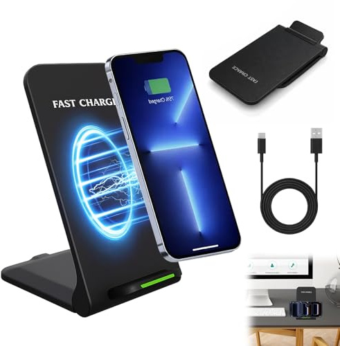Menibeuty 15 W Estación de Carga inalámbrica Plegable, Cargador inalámbrico, Cargador por inducción para Galaxy S25 Ultra/S24/S23/S22/S21/S20/Z Flip 7, Pixel 10 9 8 7, 1Phone 16 17