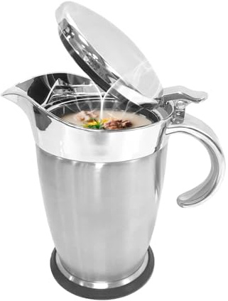 Pentola per salse con coperchio, contenitore da 750 ml per succhi – Beccuccio antigoccia e ampio dispenser termico di sciroppi, per eventi familiari, banchetti, buffet, cucina, ristoranti