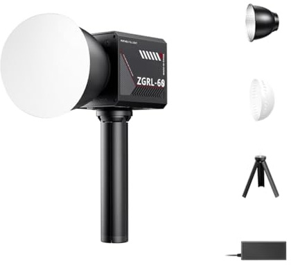 Yarryuter Luz LED para Video Profesional de 60 W, Luz de Estudio Fotográfico de Colores, 2800 K-6500 K, 8000 MAh, para Transmisión de Video en, Enchufe de la UE