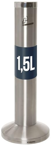 VIVANNO Cendrier sur pied V2A acier inoxydable Fumo XL - 14x82 cm (DxH) - 1,5 L
