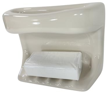 Beige Bone Almond Ceramic Soap Dish Tray Cloth Bar Washcloth Holder Bath Shower Bathtub