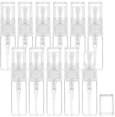 BENECREAT 40 mini nebulizzatori da 3 ml con nebulizzazione fine, in vetro trasparente, da viaggio, vuoti, nebulizzatore di profumo, bottiglia campione con tappo in plastica per profumo, profumo