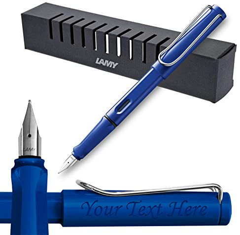 Lamy Safari Blue Fountain pen Engraved perfect for Gifts (Extra Fine nib)