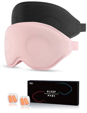 Aosun Eye Mask, 2 Pack Super Soft 3D Eye Masks-100% Blackout Comfortable Eye Mask for Sleeping with Adjustable Straps-Our Aosun Sleep Eye Masks Suitable for Travel and Meditation