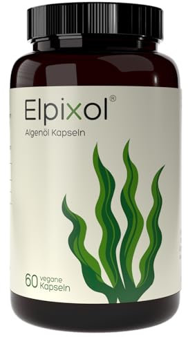 Elpixol® Omega 3 Algenöl - 60 Kapseln vegan & hochdosiert - 500mg EPA & DHA pro Tagesdosis - Premium Omega-3-Fettsäuren ohne Fischgeschmack & aus natürlicher Produktion