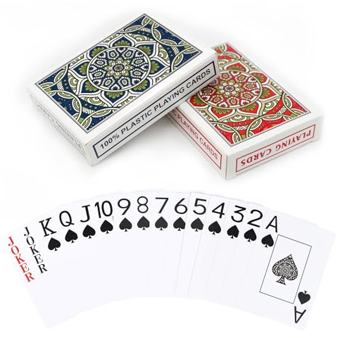 Metsyth Plastic Playing Cards 2 Pack Waterproof Poker Card,Jumbo Large Print Playing Cards for Adults Seniors,2 Decks of Cards Set Poker Size Cards for Fun Card Game