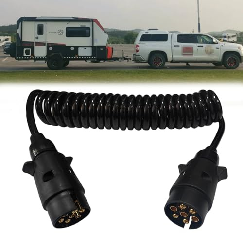 Techfection Remolque Cable 7 Pines Cable de Extensión para Remolque 7-7 Pines con Conector de Enchufes de Remolque 3m 12V Remolque Cable de Espiral para Caravanas Coches Barco Camión RV