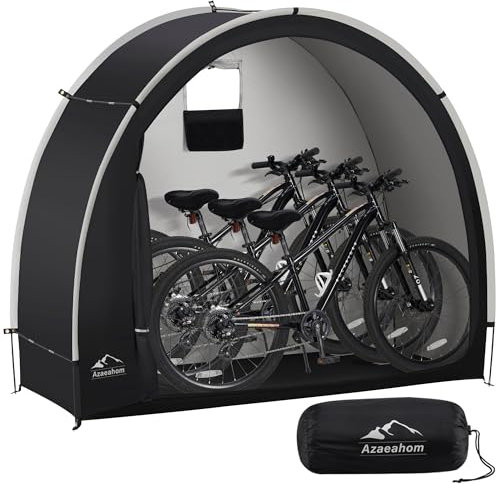 Azaeahom Cobertizo de almacenamiento para bicicletas, impermeable al aire libre, cobertizo de almacenamiento para bicicleta, fácil instalación, tienda de almacenamiento portátil para motocicleta