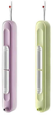 Omeblos Needle Threaders, 2Pcs 2 in 1 Needle Threader Seam Ripper, Threading and Thread Remover Tools Stretchable Seam Rippers for Hand Sewing, Knitting, Embroidery, Thread Removal