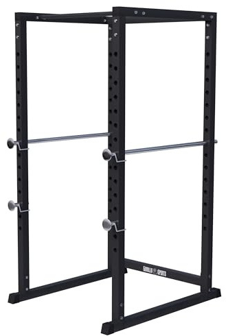 Gorilla Sports® Power Rack - 103x120x212cm, Altezza Regolabile, Acciaio, Carico: 250kg - Multifunzione Palestra, Smith Machine, Macchinari Palestra, Rack Pull Up, Trazioni, Stazione, Attrezzi (Nero)