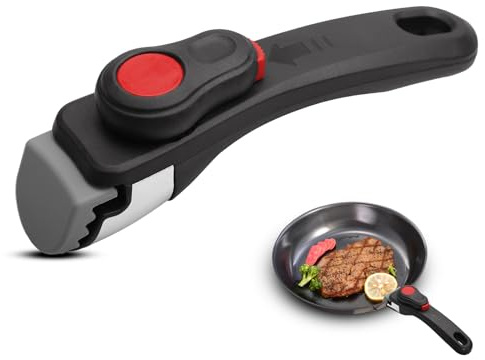 OulQinyhome Manico Rimovibile - Maniglia per Pentola Universale - Maniglia Rimovibile Resistente Fino a 5kg - Manico Pentola Adatto per Wok, Stufati, Padelle (Nero)