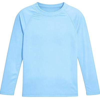 DRONIRING Boys' Rash Guard Long Sleeve, UPF 50+ Swim Shirt for Boys Kids Youth, UV Sun Protection Water Shirts for Beach Surf