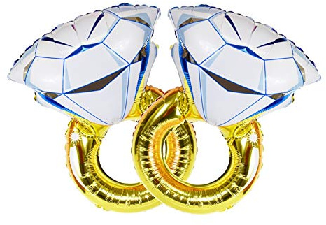 Ballfritz® 2 x diamantring heliumballongset – XXL 70 cm x 45 cm folieballongset som bröllopsdekoration eller kärleksöverraskning till alla hjärtans dag eller frieri